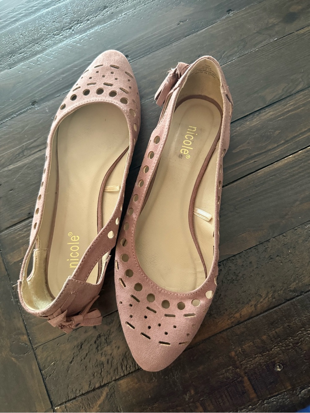 Nicole Mauve Suede Perforated Ballet Flats